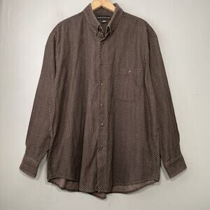 Corduroy Button Up Shirt Mens Oversized Large Brown Black Check 80s 90s Street